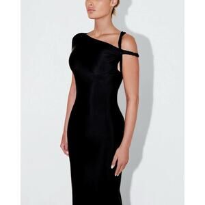 Khy Stretch Sueded Twist Maxi Dress Black 4X